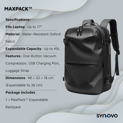 MaxPack™ Travel & Laptop Backpack