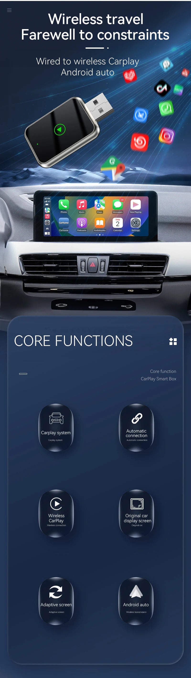 AutoCast™ SmartBox Wireless CarPlay Adapter